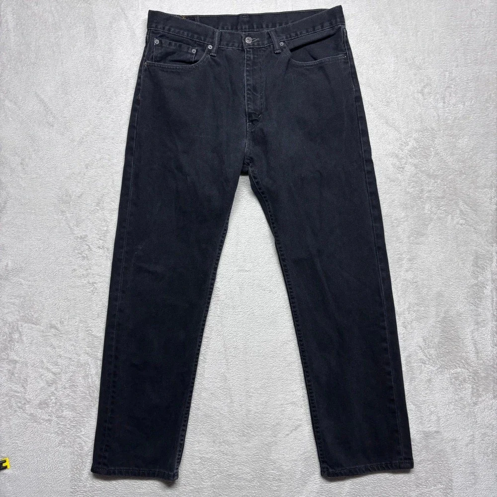 Levi's Jeans Mens 36x32 (Fits 36x31) 505 Regular Fit Black Straight Leg Denim